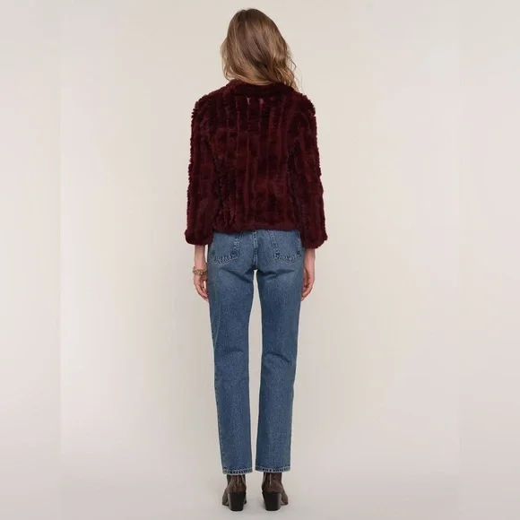Heartloom Rosa Rabbit Fur Jacket Wine - Picture 3 of 12